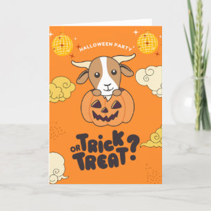 Halloween Party Trick Or Treat Goat Pumkin Holiday Card