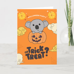Halloween Party Trick Or Treat Koala Pumkin Holida Holiday Card