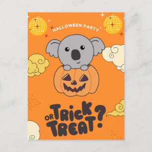 Halloween Party Trick Or Treat Koala Pumkin Holida Holiday Postcard