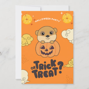Halloween Party Trick Or Treat Meerkat Pumkin Holi Holiday Card