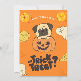 Halloween Party Trick Or Treat Pug Pumkin Holiday  Card