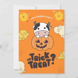Halloween Party Trick Or Treat Red Cat Pumkin Holi Holiday Card