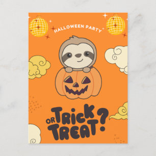 Halloween Party Trick Or Treat Sloth Pumkin Holida Holiday Postcard