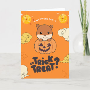 Halloween Party Trick Or Treat Squirrel Pumkin Hol Holiday Card
