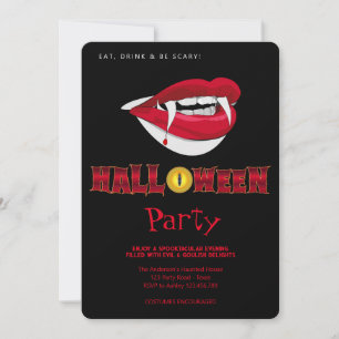 Halloween Party Vampire Teeth Gothic   Invitation