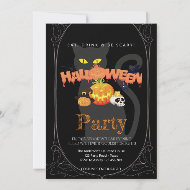 Halloween Party Vintage Gothic   Invitation (Front)