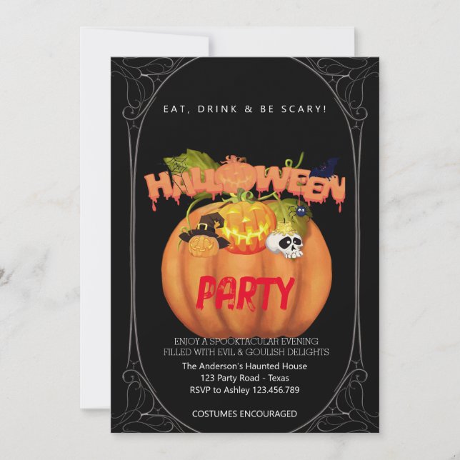 Halloween Party Vintage Gothic   Invitation (Front)