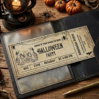 Halloween Party Vintage Gothic Skeleton Ticket