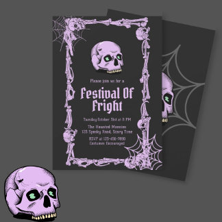 Halloween Party Vintage Gothic Skull Invitation