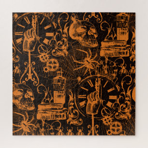 Halloween Party: Vintage Holiday Poster. Jigsaw Puzzle