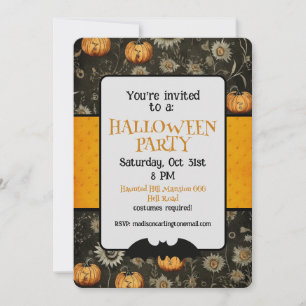 Halloween Party Whimsical Pattern  Invitation