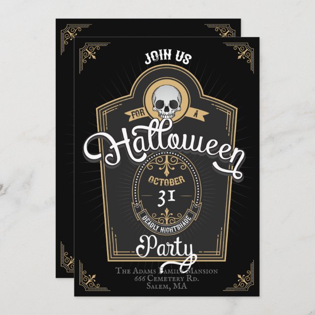 Halloween Party Whiskey Label Invitation (Front/Back)