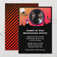 Halloween Party, Witch, Ghost, Cat, Add Picture