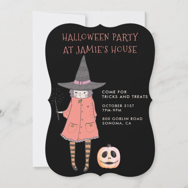 Halloween Party Witch  Invitation (Front)