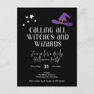 Halloween Party, witches and wizards Postcard