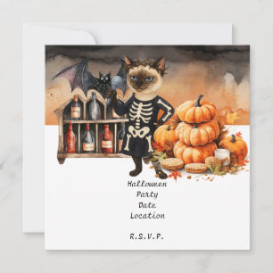 Halloween Party with Cats and Cakes Save The Date