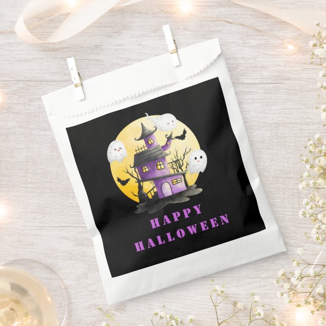Halloween Party with Haunted House and Ghosts Favour Bags (Clipped)
