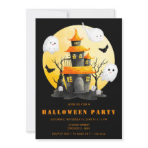 Halloween Party with Haunted House and Ghosts