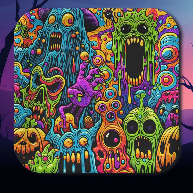 Halloween Party | Zombie and Monsters Paper Plate (Creator Uploaded)