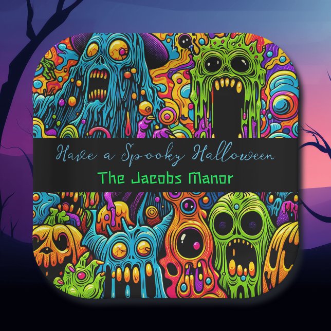 Halloween Party | Zombie and Monsters Personalised Paper Plate (Creator Uploaded)