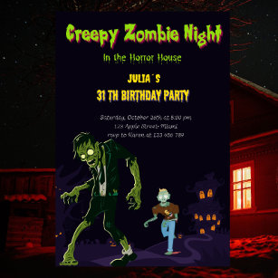 Halloween Party Zombie Birthday  Invitation