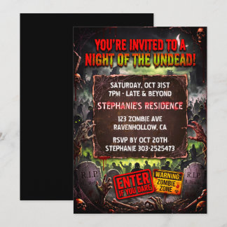 Halloween Party Zombie Undead Invitation