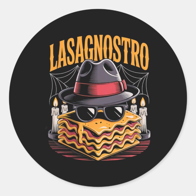 Halloween Pasta Meme Mafia Parody Funny Lasagne Ar Classic Round Sticker (Front)