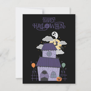 Halloween Pastel Goth Haunted House  Postcard