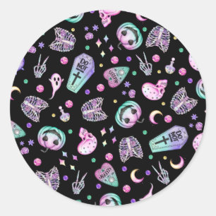 Halloween pastel gothic apothecary and graveyard classic round sticker