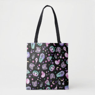 Halloween pastel gothic apothecary and graveyard tote bag