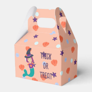 Halloween Pastel Mermaid Witch in Witch Hat Salmon Favour Box
