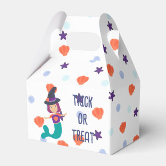 Halloween Pastel Mermaid Witch in Witch Hat White Favour Box
