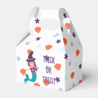 Halloween Pastel Mermaid Witch in Witch Hat White Favour Box