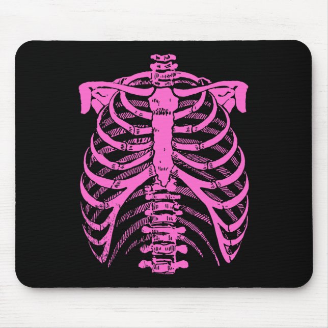 Halloween Pastel Pink Skeleton Rib Cage  Mouse Pad (Front)