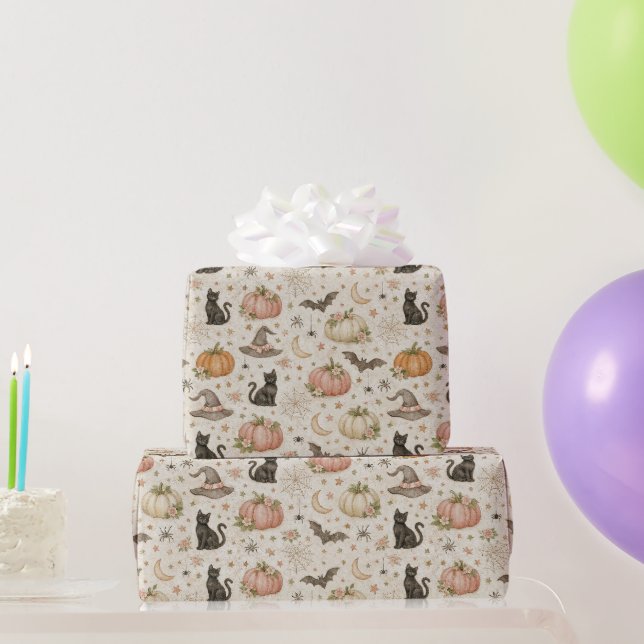 Halloween Pastel Pumpkins Wrapping Paper (Party Gifts)