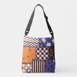 Halloween Patchwork Cats Ghosts Crossbody Bag