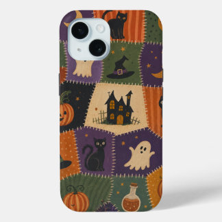 Halloween Patchwork Ghost Cat Haunted House Case