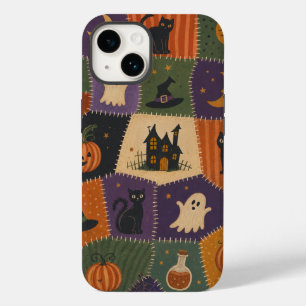 Halloween Patchwork Ghost Cat Haunted House Case