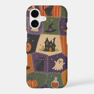 Halloween Patchwork Ghost Cat Haunted House Case