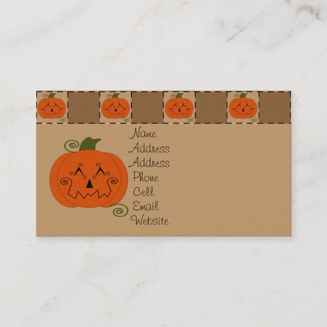 Halloween Patchwork Pumpkin Profile Card (Front)