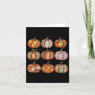 Halloween Patchwork Pumpkin Quilted Fall Aesthetic Card