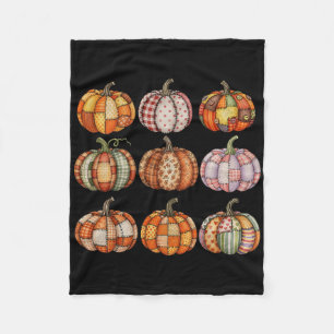 Halloween Patchwork Pumpkin Quilted Fall Aesthetic Fleece Blanket