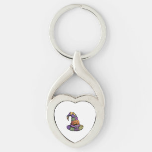 Halloween Patchwork Witch Hat Spooky Key Ring