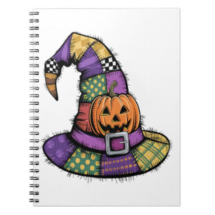Halloween Patchwork Witch Hat Spooky Notebook