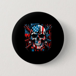 Halloween Patriotic Skeleton American Flag 4th Of 6 Cm Round Badge
