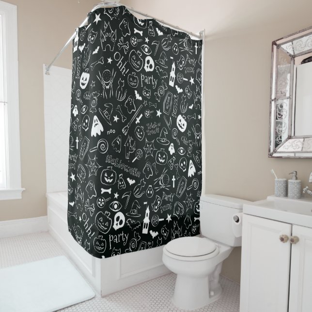 Halloween Pattern 1 Shower Curtain (In Situ)