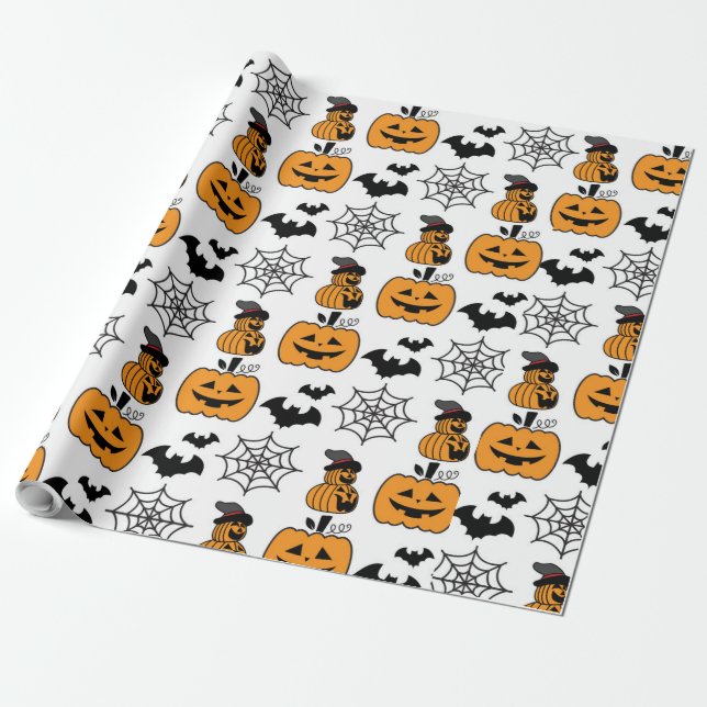 Halloween Pattern Art Print Wrapping Paper (Unrolled)