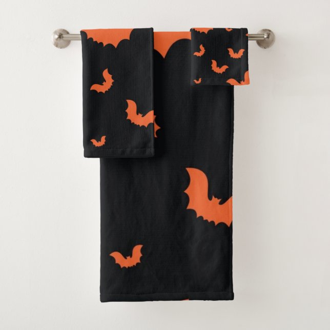 Halloween pattern bath towel set (Insitu)