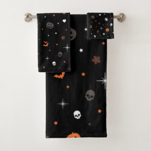 Halloween pattern bath towel set