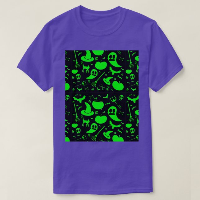 Halloween Pattern Black Light Reactive Graphic T-Shirt (Design Front)